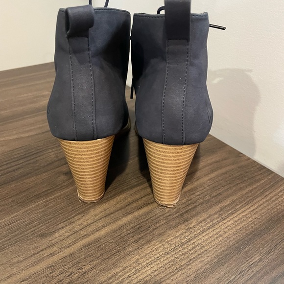 Nautica | Navy Blue Wedge Lace-up Ankle Booties 8 - Picture 2 of 4